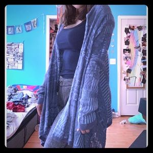 Oversized blue patterned cardigan